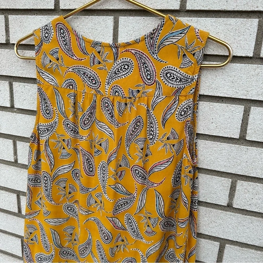 Beachlunchlounge Paisley Boho Marigold Yellow Sleeveless Shift Dress S Festival - Picture 7 of 9